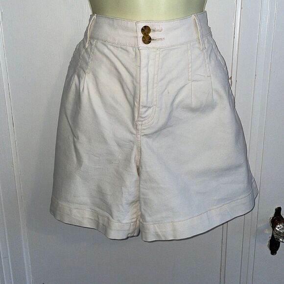 a.n.a Pants - a.n.a cream colored high waisted pleat front shorts
